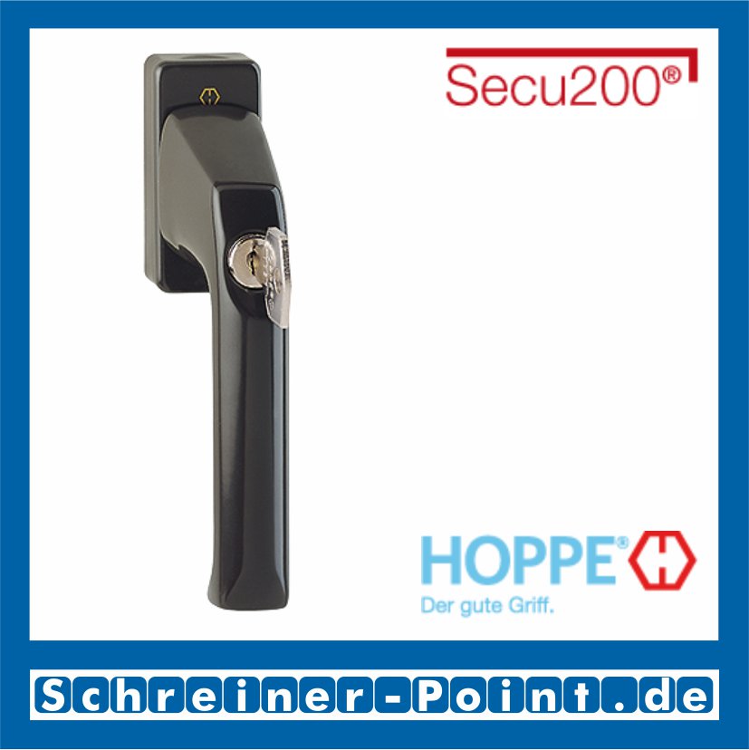 Hoppe London Aluminium Fenstergriff abschließbar F8019 graubraun beschichtet 013S/U11Z 200NM, 6940381, 6958730